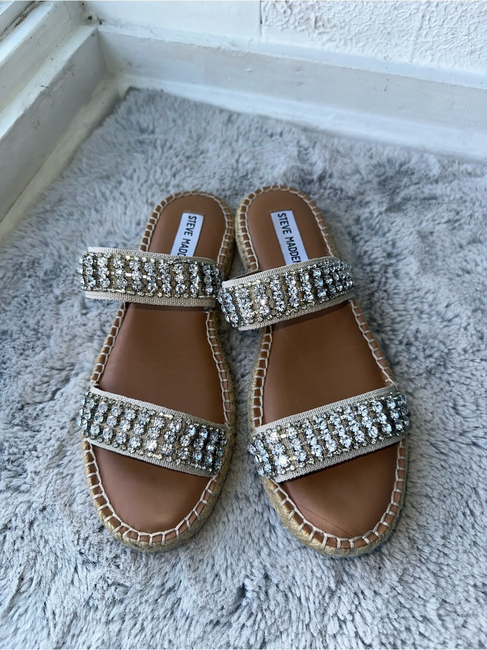 Steve Madden Zendaya Rhinestone Espadrille Sandals Size 7.5